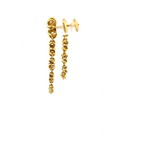 20K Gold and Diamond Graduated Flower Earrings - Image 3