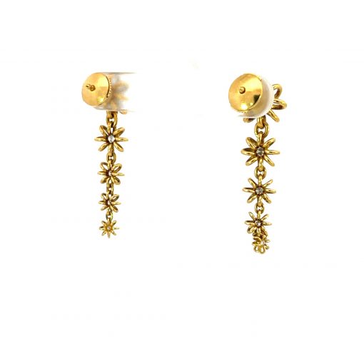 20K Gold and Diamond Graduated Flower Earrings - Image 6