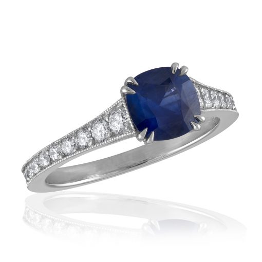 Omi Prive: Cushion-Cut Sapphire Ring - Image 2