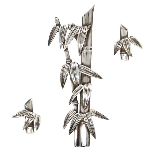 Sterling Bamboo Brooch and Earrings