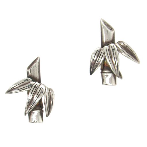 Sterling Bamboo Brooch and Earrings - Image 3