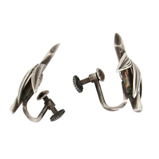 Sterling Bamboo Brooch and Earrings - Image 4