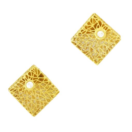 Baiyang Qiu: Cube Openwork Earrings