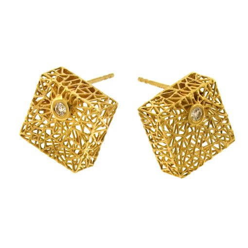 Baiyang Qiu: Cube Openwork Earrings - Image 2