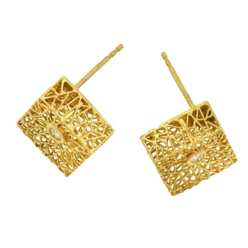 Baiyang Qiu: Cube Openwork Earrings - Image 3