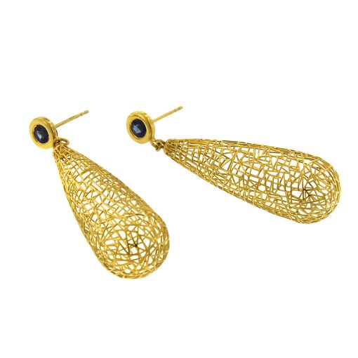 Baiyang Qiu: Sapphire Teardrop Earrings - Image 2