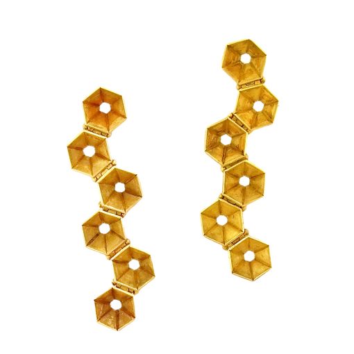 Enric Majoral: 18K Honeycomb Drop Earrings