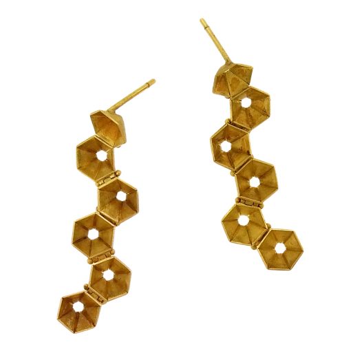 Enric Majoral: 18K Honeycomb Drop Earrings - Image 2