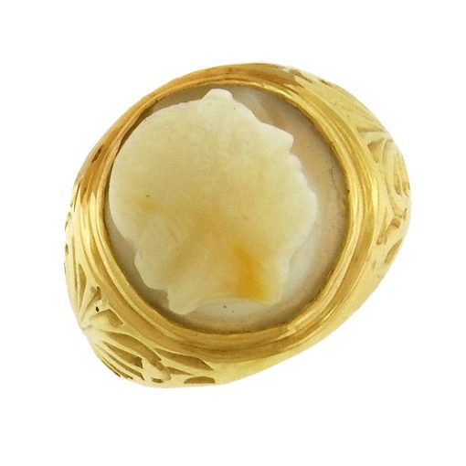 Classical Roman Revival Banded Agate Cameo Ring