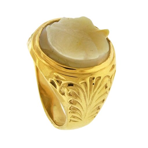 Classical Roman Revival Banded Agate Cameo Ring - Image 3