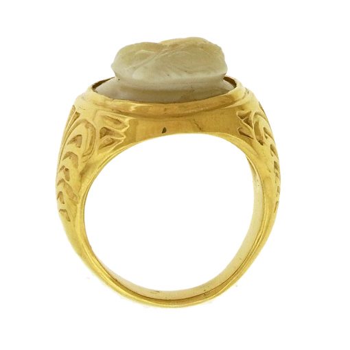 Classical Roman Revival Banded Agate Cameo Ring - Image 2