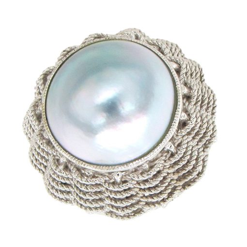 Estate Mabe Pearl Silver Ring