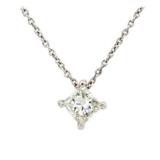 Princess-Cut Diamond Pendant Necklace