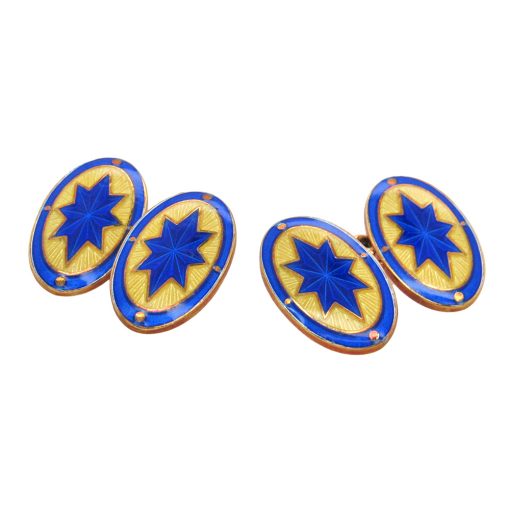 Estate 9K Gold Enamel Cufflinks