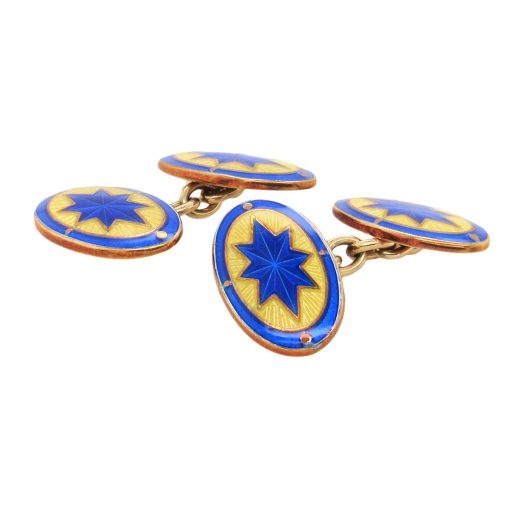 Estate 9K Gold Enamel Cufflinks - Image 3