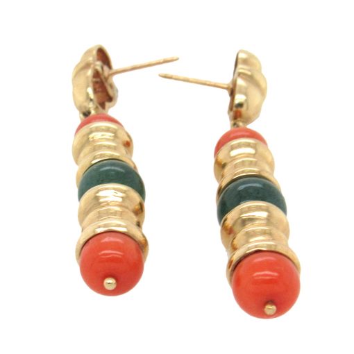 Coral Green Aventurine Estate Earrings - Image 4