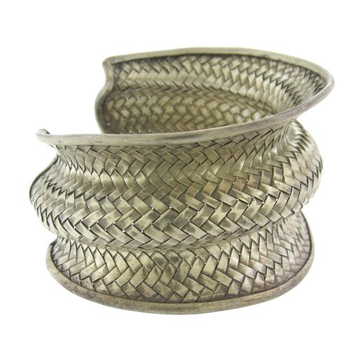 Large Basketweave Sterling Cuff Bracelet