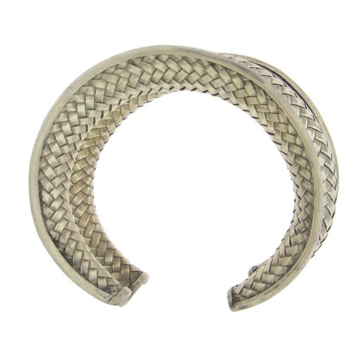 Large Basketweave Sterling Cuff Bracelet - Image 4