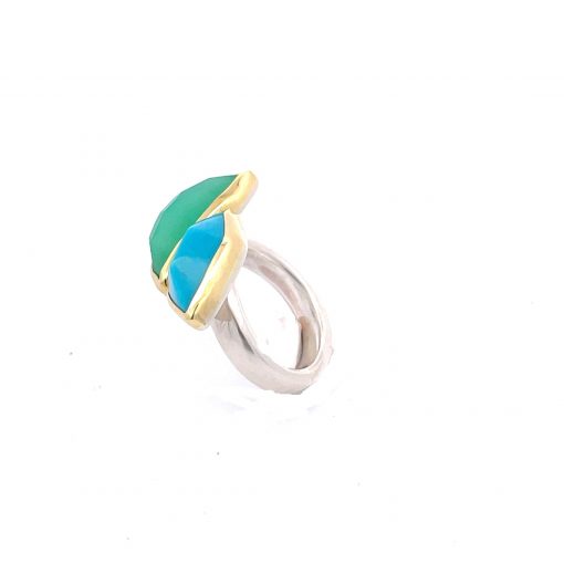 Margoni Studio: Turquoise & Chrysoprase Ring - Image 5