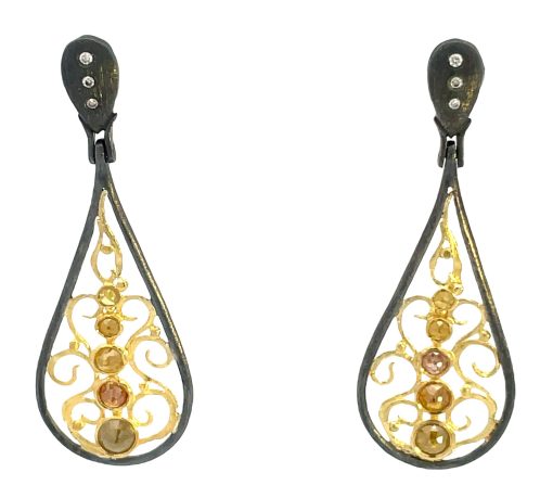 Alishan: Natural Rose-Cut Diamond Drop Earrings