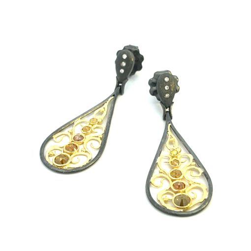 Alishan: Natural Rose-Cut Diamond Drop Earrings - Image 2