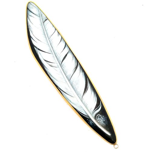 Larissa Podgoretz: 'White Feather' Enamel Brooch