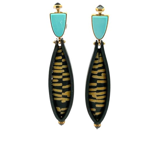 Michael Boyd: Turquoise Black Diamond Earrings - Image 3