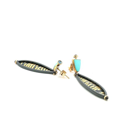 Michael Boyd: Turquoise Black Diamond Earrings - Image 4