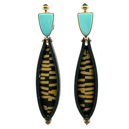 Michael Boyd: Turquoise Black Diamond Earrings