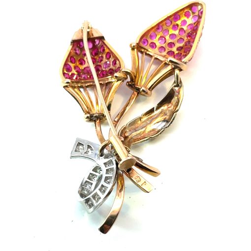 Strawberry Diamond Sapphire Brooch - Image 4